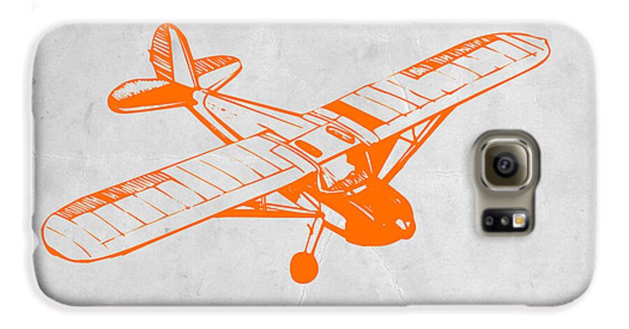 Plane Galaxy S6 Case featuring the painting Orange Plane 2 by Naxart Studio