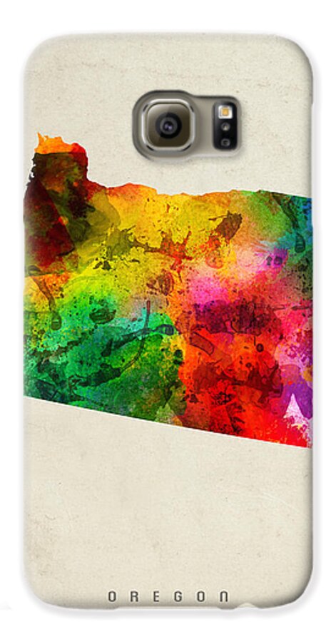 Oregon Galaxy S6 Case featuring the painting Oregon State Map 01 by Aged Pixel