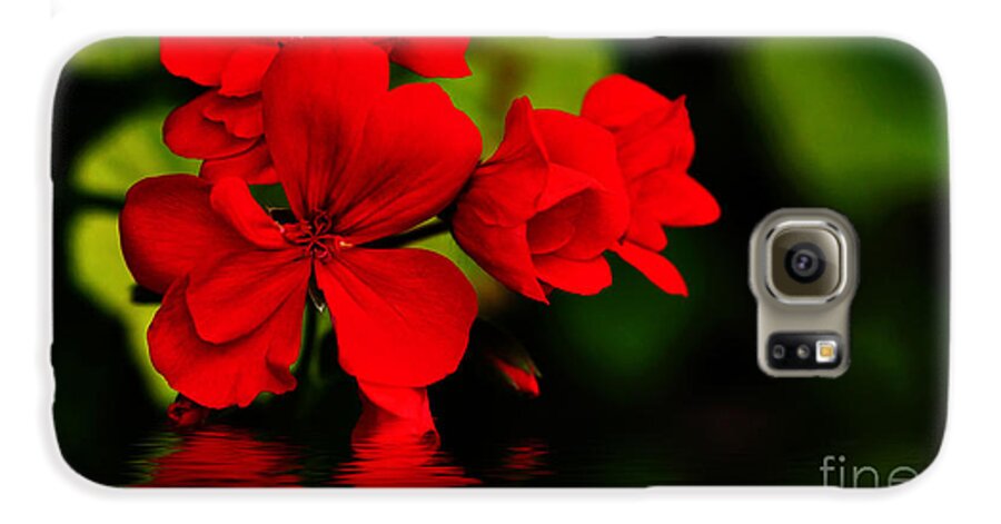 Photography Galaxy S6 Case featuring the photograph Red Geranium on Water by Kaye Menner