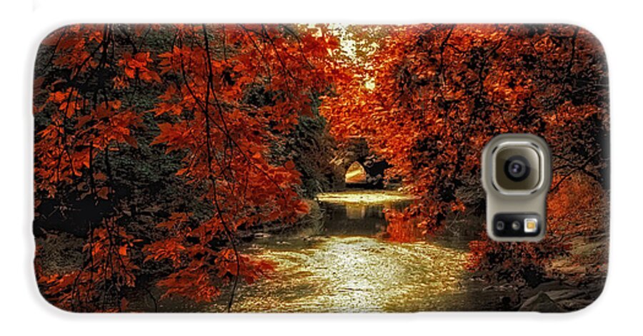Autumn Galaxy S6 Case featuring the photograph Riverbank Red by Jessica Jenney