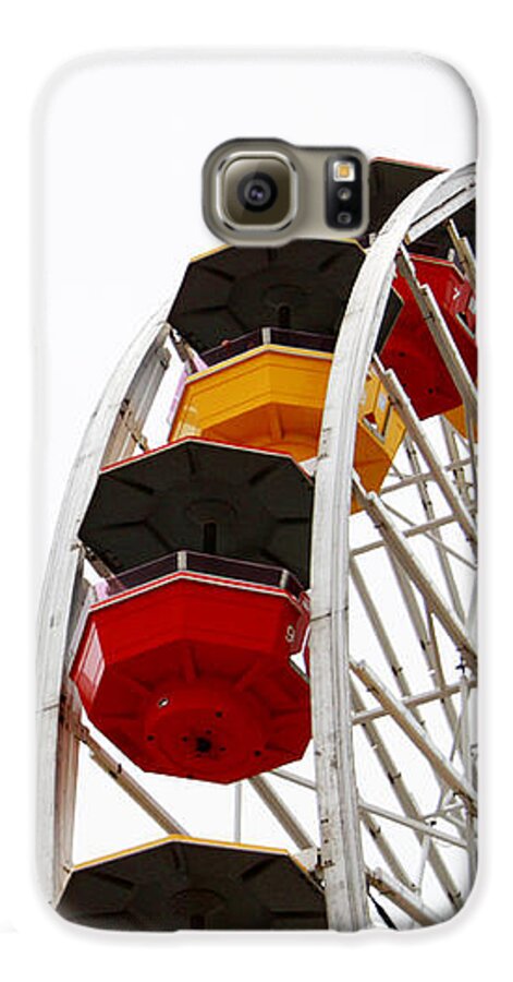 Ferris Wheel Galaxy S6 Case featuring the photograph Santa Monica Pier Ferris Wheel- by Linda Woods by Linda Woods