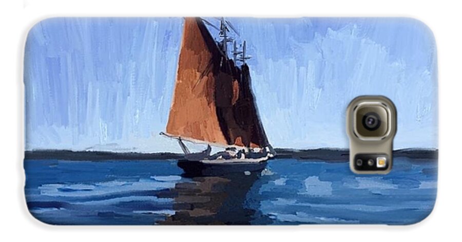 Schooner Galaxy S6 Case featuring the painting Schooner Roseway in Gloucester Harbor by Melissa Abbott