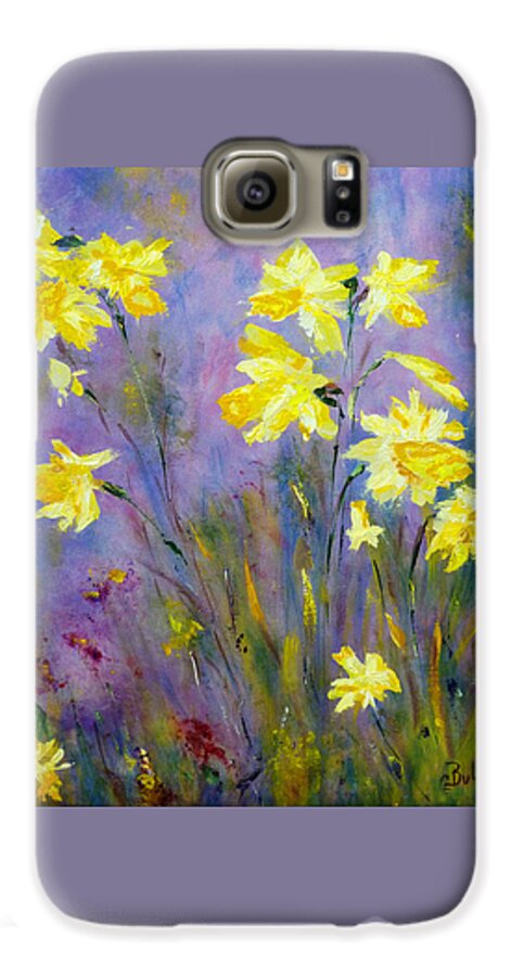 Floral Art Galaxy S6 Case featuring the painting Spring Daffodils by Claire Bull
