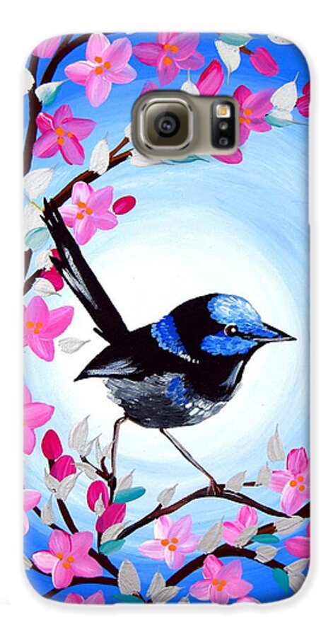 Finch Prints Galaxy S6 Case featuring the painting Superb Fairy Wren by Cathy Jacobs