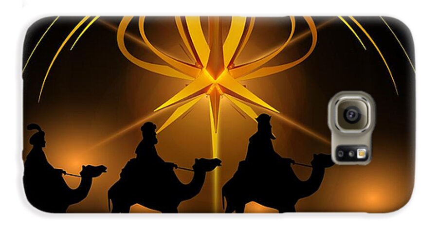 Christmas Three Wise Men Galaxy S6 Case featuring the mixed media Three Wise Men Christmas Card by Bellesouth Studio