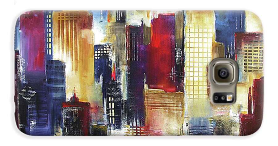 Chicago Art Galaxy S6 Case featuring the painting Windy City Nights by Kathleen Patrick