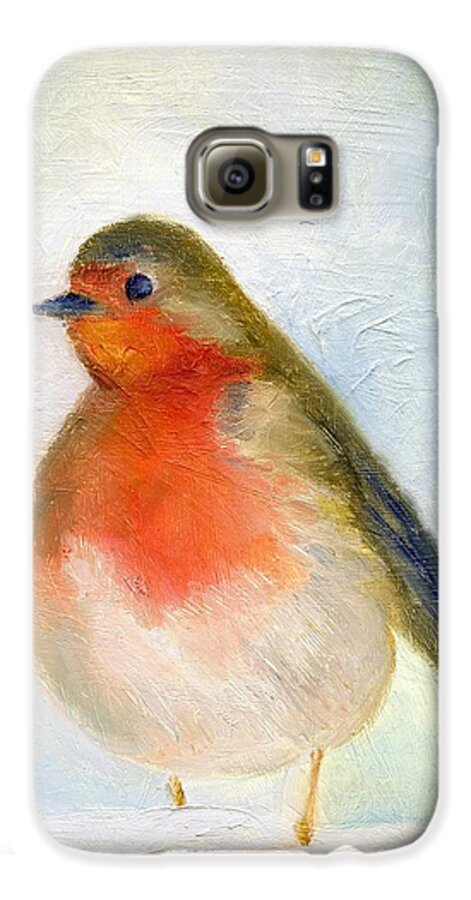 Robin Galaxy S6 Case featuring the painting Wintry by Nancy Moniz