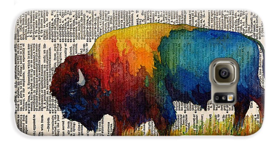 Bison Galaxy S6 Case featuring the painting American Buffalo III on Vintage Dictionary by Hailey E Herrera