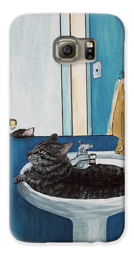 Malakhova Galaxy S6 Case featuring the painting Cat in a Sink by Anastasiya Malakhova