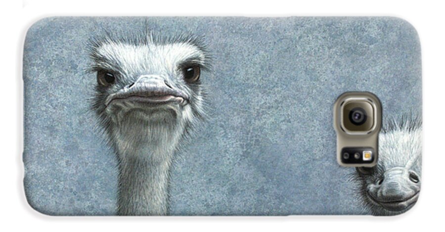 Ostriches Galaxy S6 Case featuring the painting Ostriches by James W Johnson