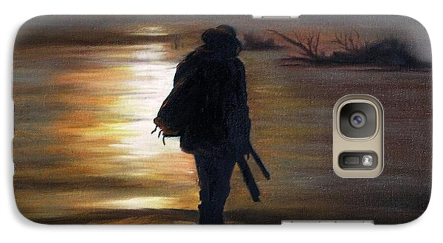 Landscapes Galaxy S7 Case featuring the painting Crossing the River by Vesna Martinjak