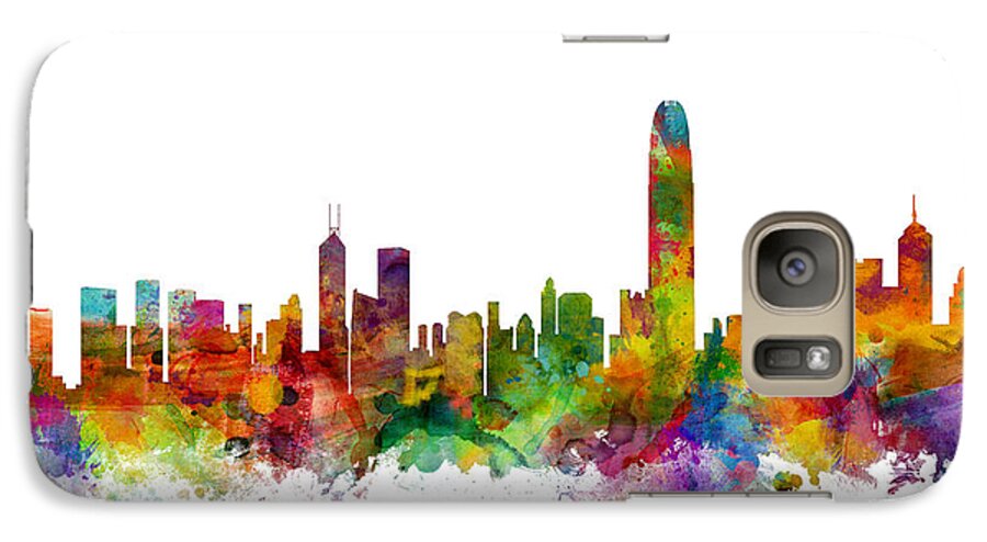 Watercolour Galaxy S7 Case featuring the digital art Hong Kong Skyline #1 by Michael Tompsett