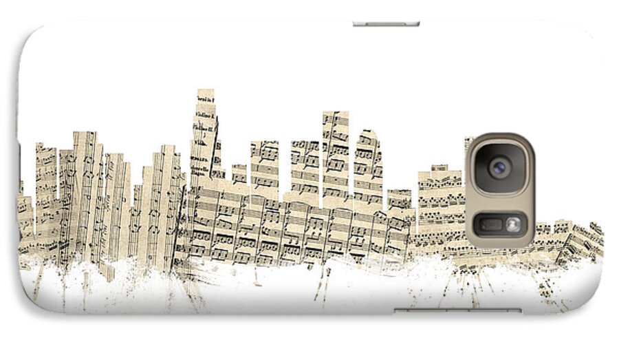 Los Angeles Galaxy S7 Case featuring the digital art Los Angeles California Skyline Sheet Music Cityscape #1 by Michael Tompsett
