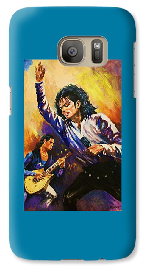 Portraits Galaxy S7 Case featuring the painting Michael Jackson in Concert by Al Brown