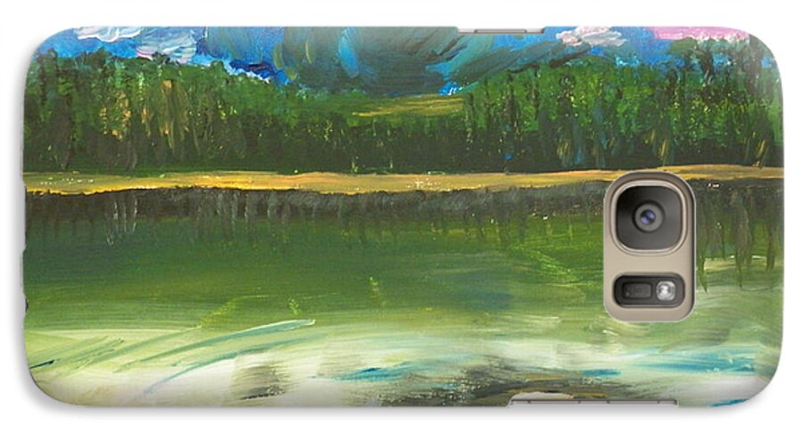Mountain Galaxy S7 Case featuring the painting ptg. Mountain View by Judy Via-Wolff