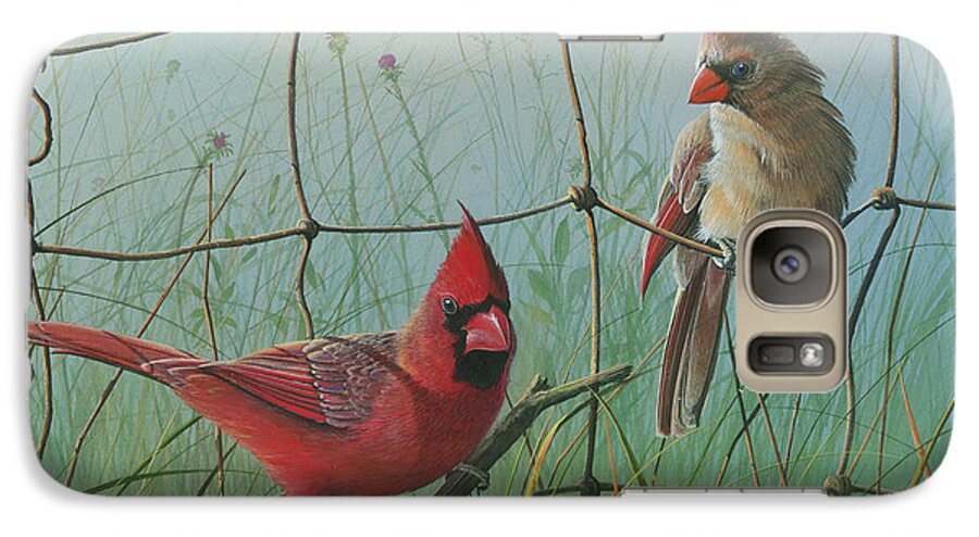 Red Cardinal Paintings Galaxy S7 Case featuring the painting Scarlet by Mike Brown