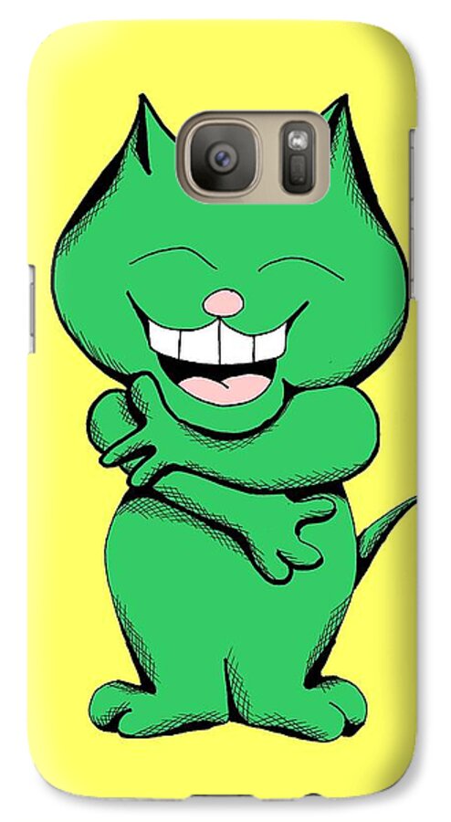 Cat Galaxy S7 Case featuring the digital art Tickle Cat Laughing #1 by Pet Serrano