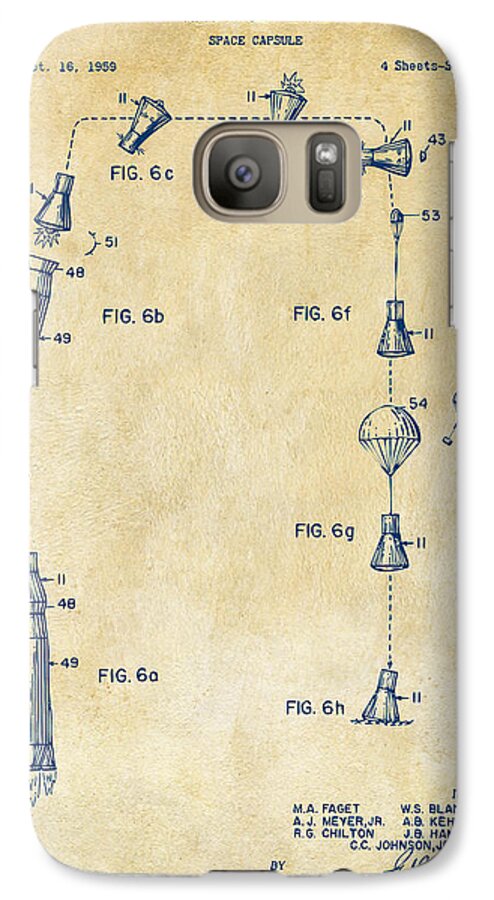 Space Capsule Galaxy S7 Case featuring the digital art 1963 Space Capsule Patent Vintage by Nikki Marie Smith