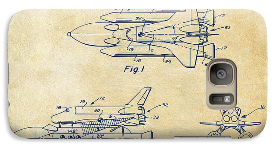 Space Ship Galaxy S7 Case featuring the digital art 1975 Space Shuttle Patent - Vintage by Nikki Marie Smith