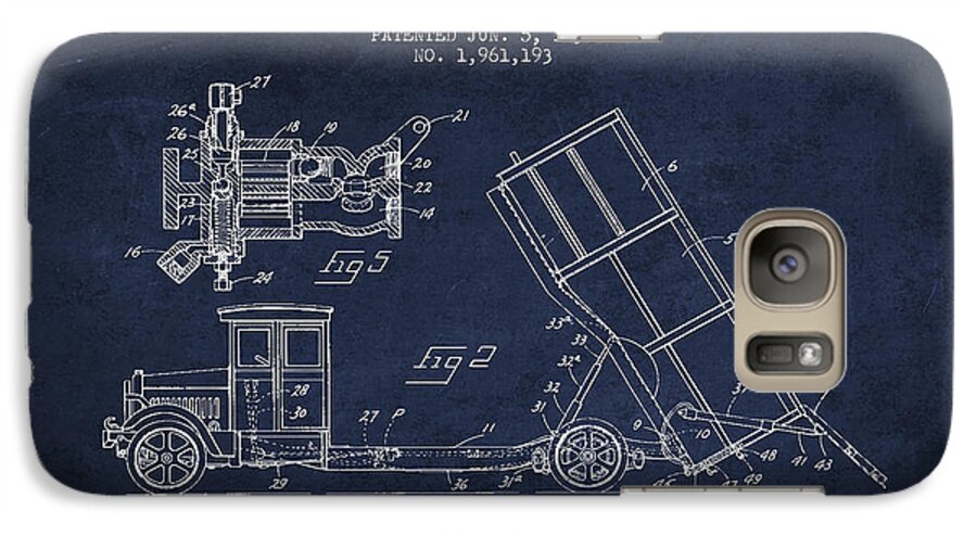 Dump Truck Galaxy S7 Case featuring the digital art Dump Truck patent drawing from 1934 #2 by Aged Pixel