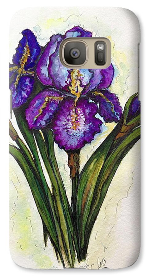 Flower Galaxy S7 Case featuring the painting Irises #2 by Rae Chichilnitsky