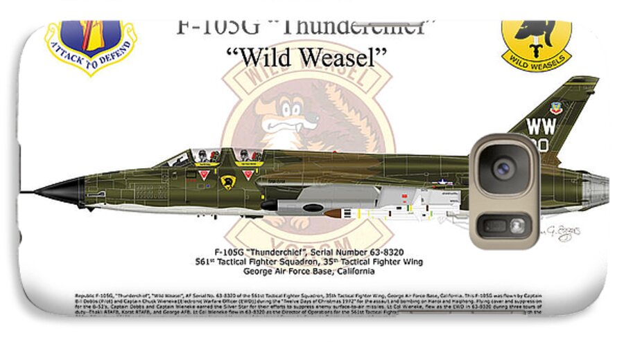 Republic Galaxy S7 Case featuring the digital art F-105G Thunderchief Wild Weasel #1 by Arthur Eggers