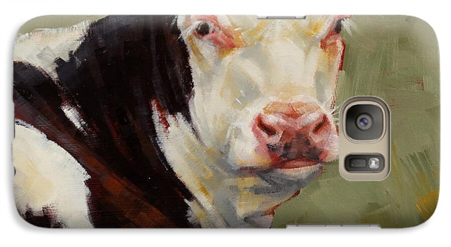 Calf Galaxy S7 Case featuring the painting A Calf Named Ivory by Margaret Stockdale