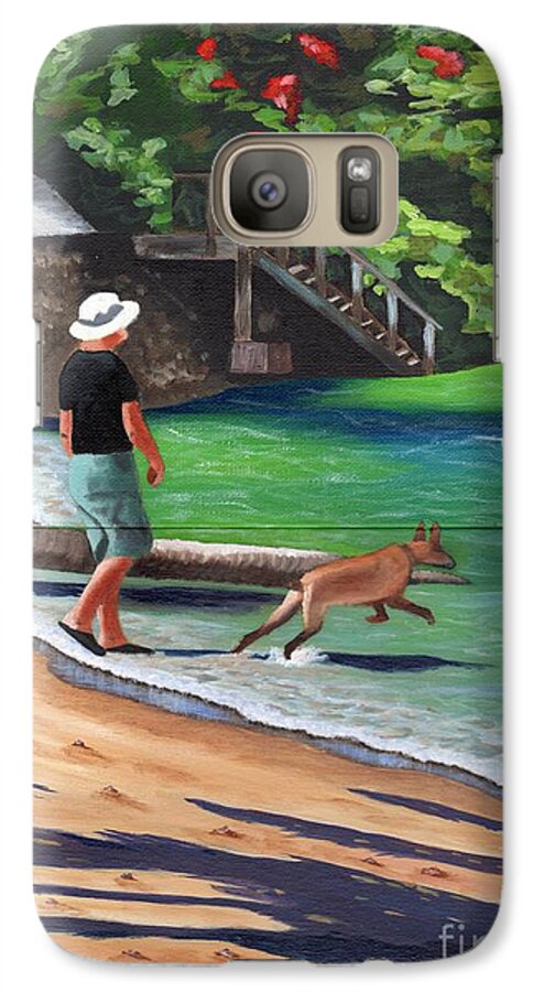 Man Galaxy S7 Case featuring the painting A Man and his Dog by Laura Forde