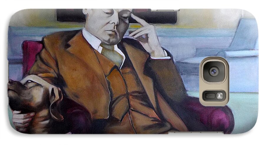 Middle-aged Man Galaxy S7 Case featuring the painting A Man's Best Friend by Irena Mohr