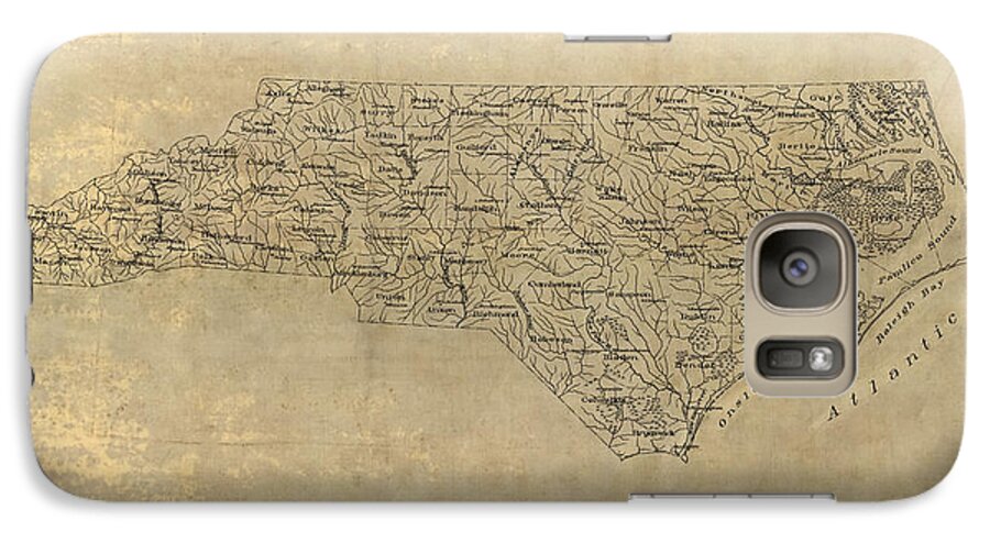 North Carolina Galaxy S7 Case featuring the drawing Antique Map of North Carolina - 1893 by Blue Monocle