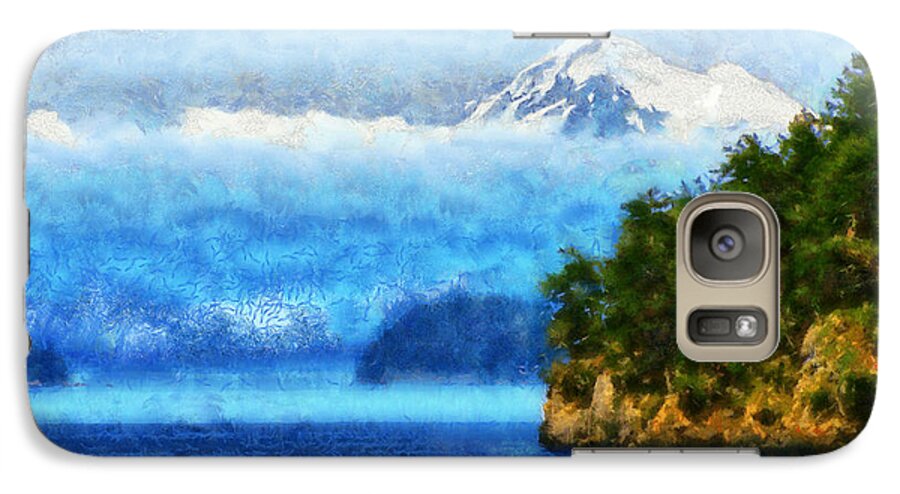 San Juan Island Galaxy S7 Case featuring the digital art Approaching San Juan Island Washington by Kaylee Mason