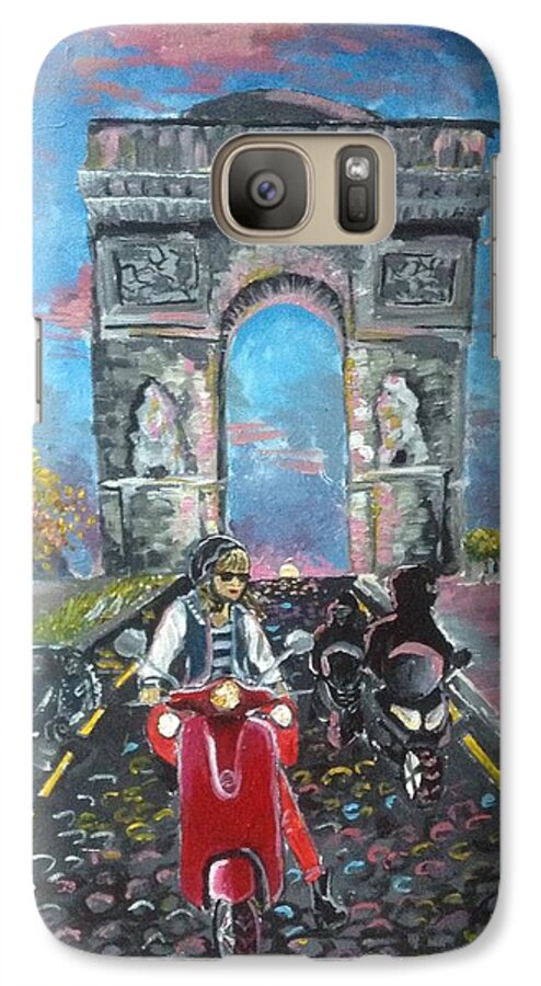 Paris Galaxy S7 Case featuring the painting Arc de Triomphe by Alana Meyers