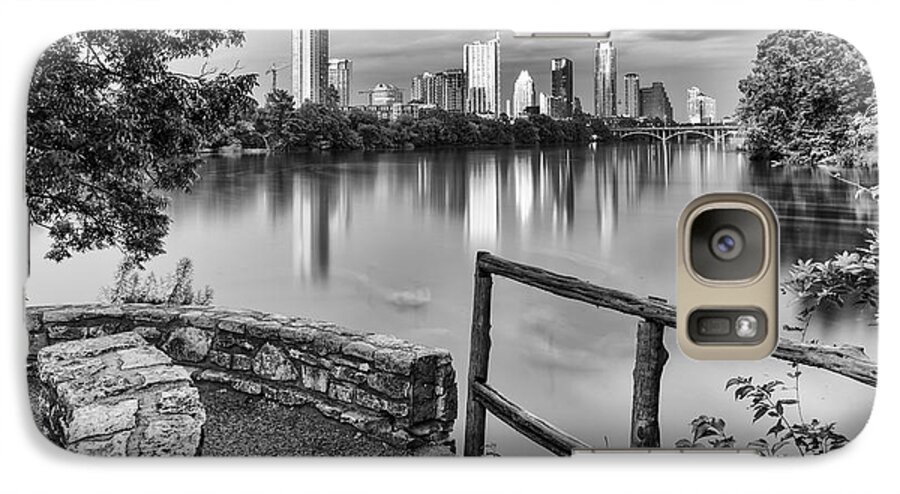 Downtown Galaxy S7 Case featuring the photograph Austin Texas Skyline Lou Neff Point in Black and White by Silvio Ligutti