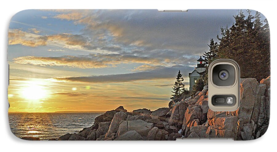 Bass Harbor Lighthouse Galaxy S7 Case featuring the photograph Bass Harbor Lighthouse Sunset Landscape by Glenn Gordon