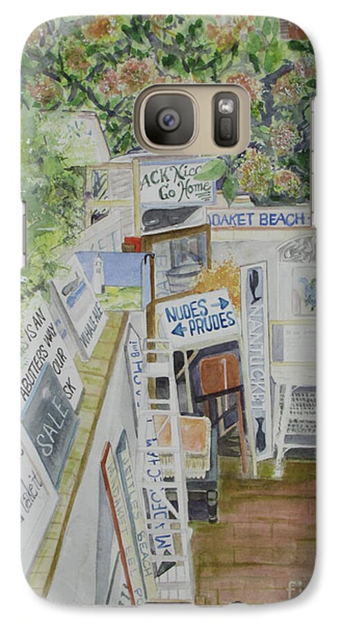 Nantucket Galaxy S7 Case featuring the painting Beach Signs by Carol Flagg