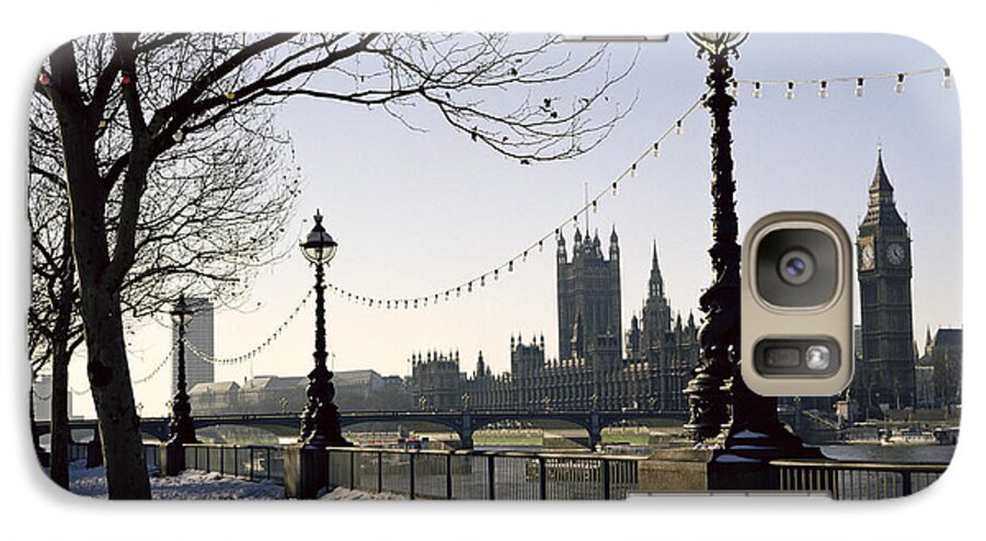River Thames Galaxy S7 Case featuring the photograph Big Ben Westminster Abbey and Houses of Parliament in the Snow by Robert Hallmann