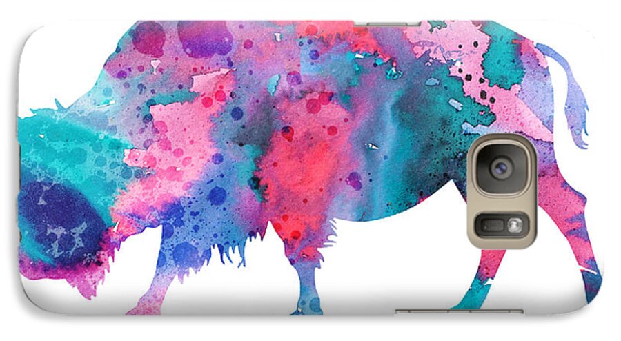Bison Watercolor Print Galaxy S7 Case featuring the painting Bison 2 by Watercolor Girl