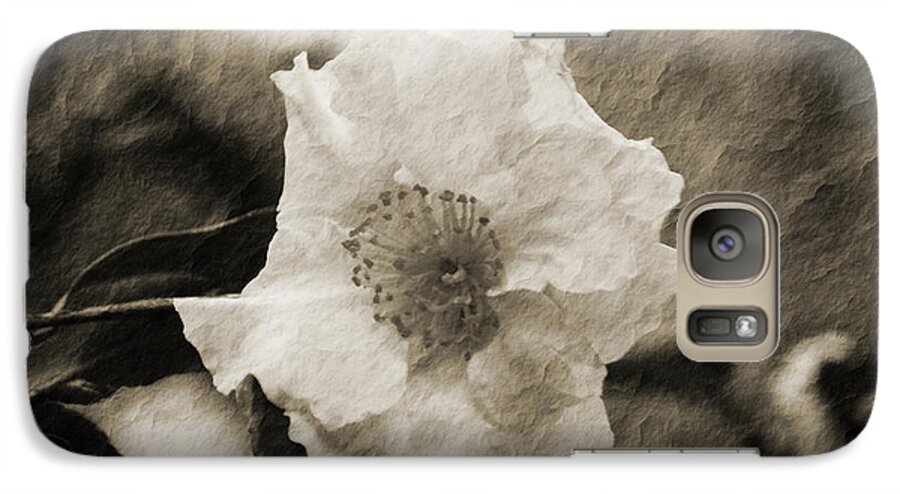 Abstract Galaxy S7 Case featuring the photograph Black and White Flower with texture by Maggy Marsh