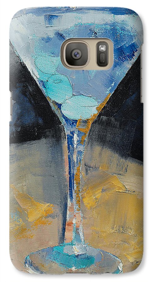 Cocktail Galaxy S7 Case featuring the painting Blue Art Martini by Michael Creese