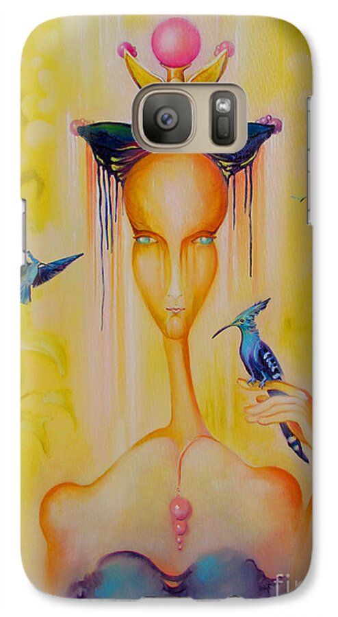 Aliens Galaxy S7 Case featuring the painting Blue birds by Alexa Szlavics
