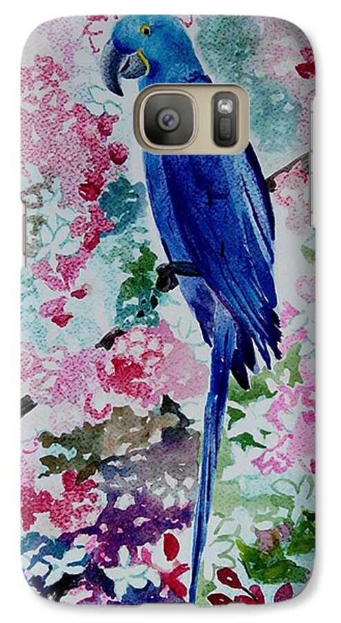 Bluemacaw Galaxy S7 Case featuring the painting Blue Macaw by Geeta Yerra