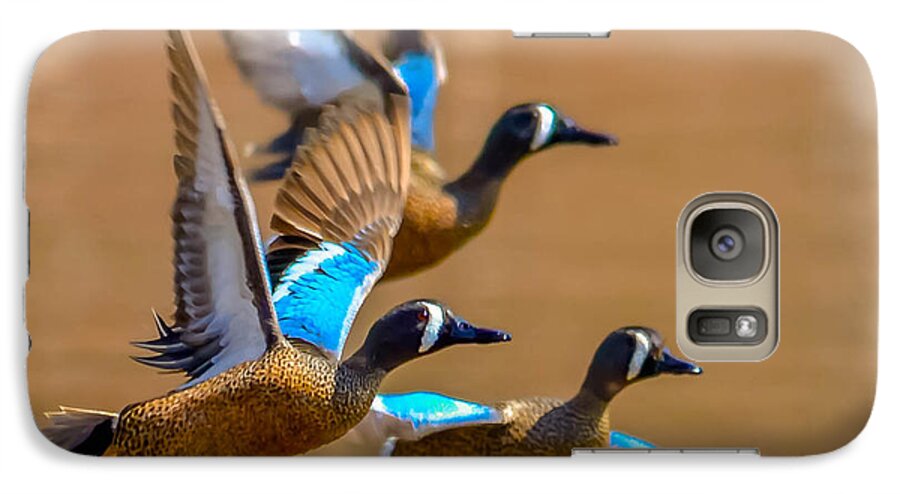 Action Galaxy S7 Case featuring the photograph Blue-Winged Teals by Brian Stevens