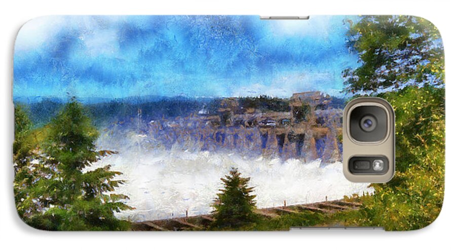 Bonneville Dam Galaxy S7 Case featuring the digital art Bonneville Dam Floodgates Open by Kaylee Mason