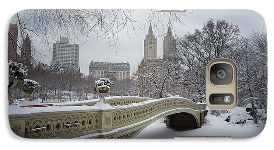 Landscape Galaxy S7 Case featuring the photograph Bow Bridge Central Park in Winter by Vivienne Gucwa