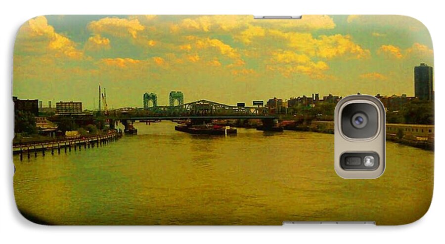 New York Galaxy S7 Case featuring the photograph Bridge with Puffy Clouds by Miriam Danar