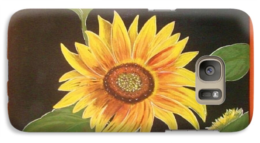 Sunflower Galaxy S7 Case featuring the painting Bright Sunflower by Cindy Micklos