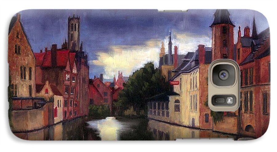 Architecture Galaxy S7 Case featuring the painting Bruges Belgium canal by Janet King