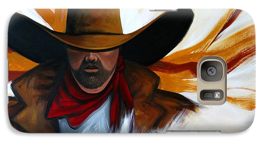 Colorful Cowboy Galaxy S7 Case featuring the painting Brushstroke Cowboy #4 by Lance Headlee