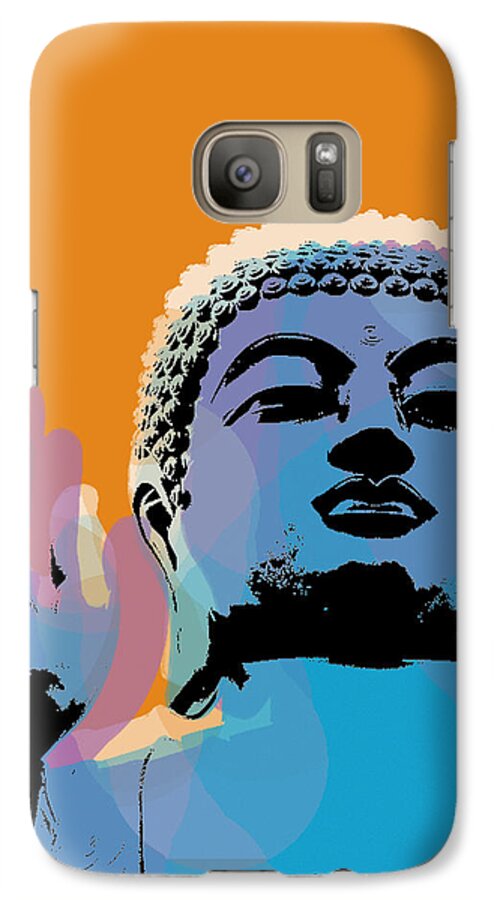Buddha Galaxy S7 Case featuring the digital art Buddha Pop Art - Warhol style by Jean luc Comperat