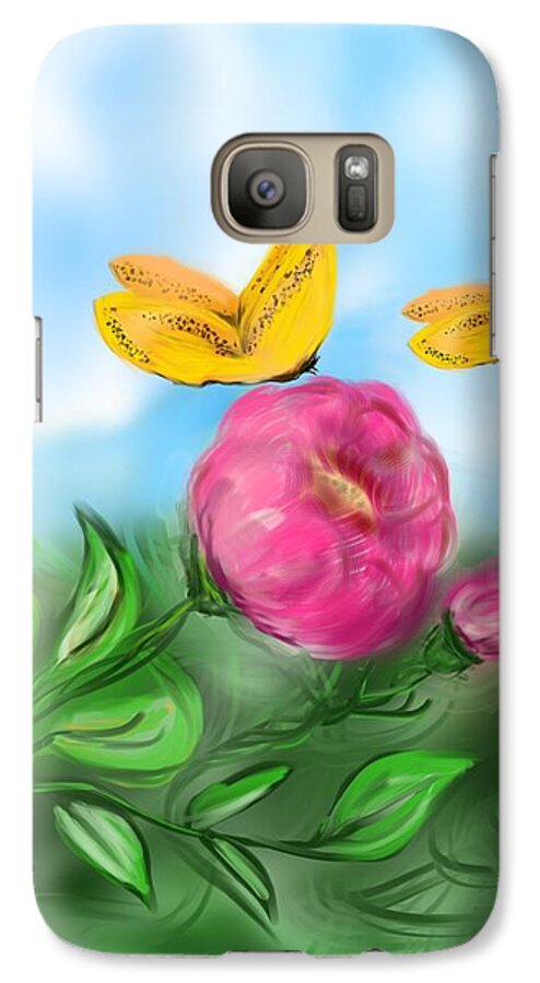 Floral Galaxy S7 Case featuring the digital art Butterfly Twins by Christine Fournier